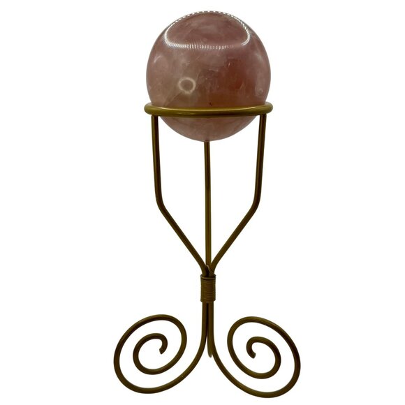 Vintage Gold Metal Spiral Twist Sphere Crystal Ball Stand Orb Stand Crystal Disp - Picture 2 of 7